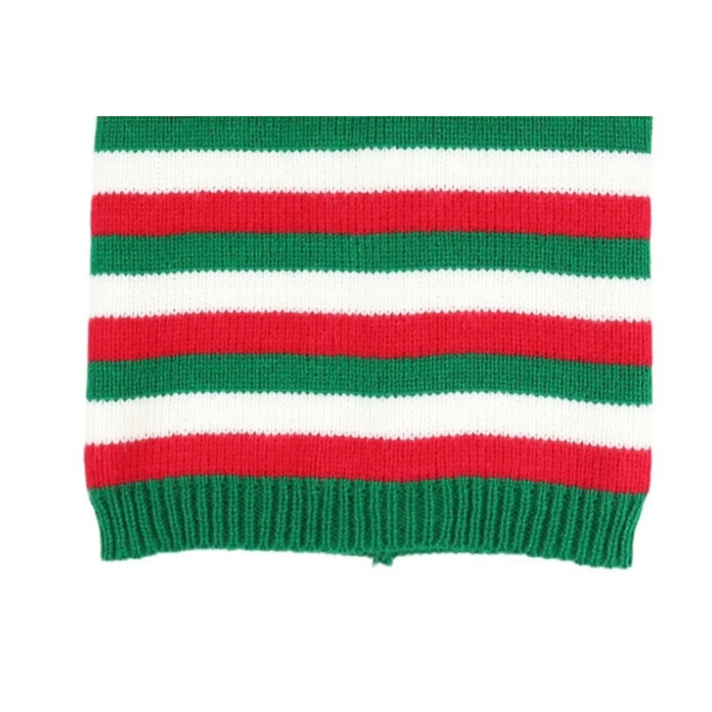 Christmas Elf Santa Beanie - Knitted Red Green Striped Hat - ZOOMNSTORE