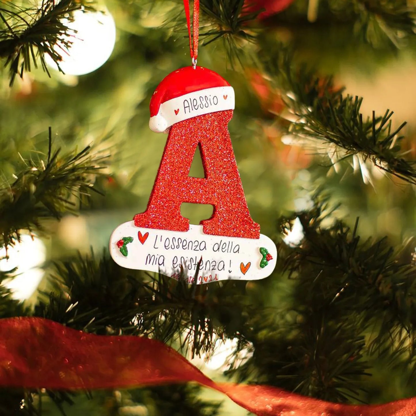 Acrylic Christmas Letter Pendant - DIY Holiday Tree Decoration 26 Letters Ornament - ZOOMNSTORE