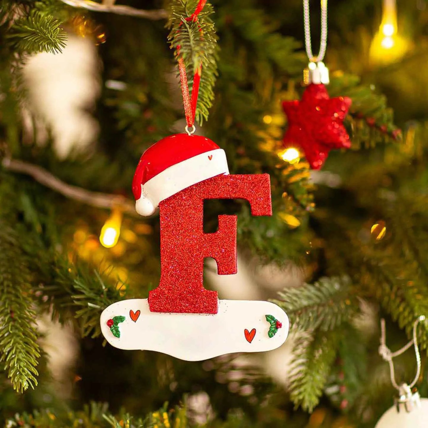Acrylic Christmas Letter Pendant - DIY Holiday Tree Decoration 26 Letters Ornament - ZOOMNSTORE