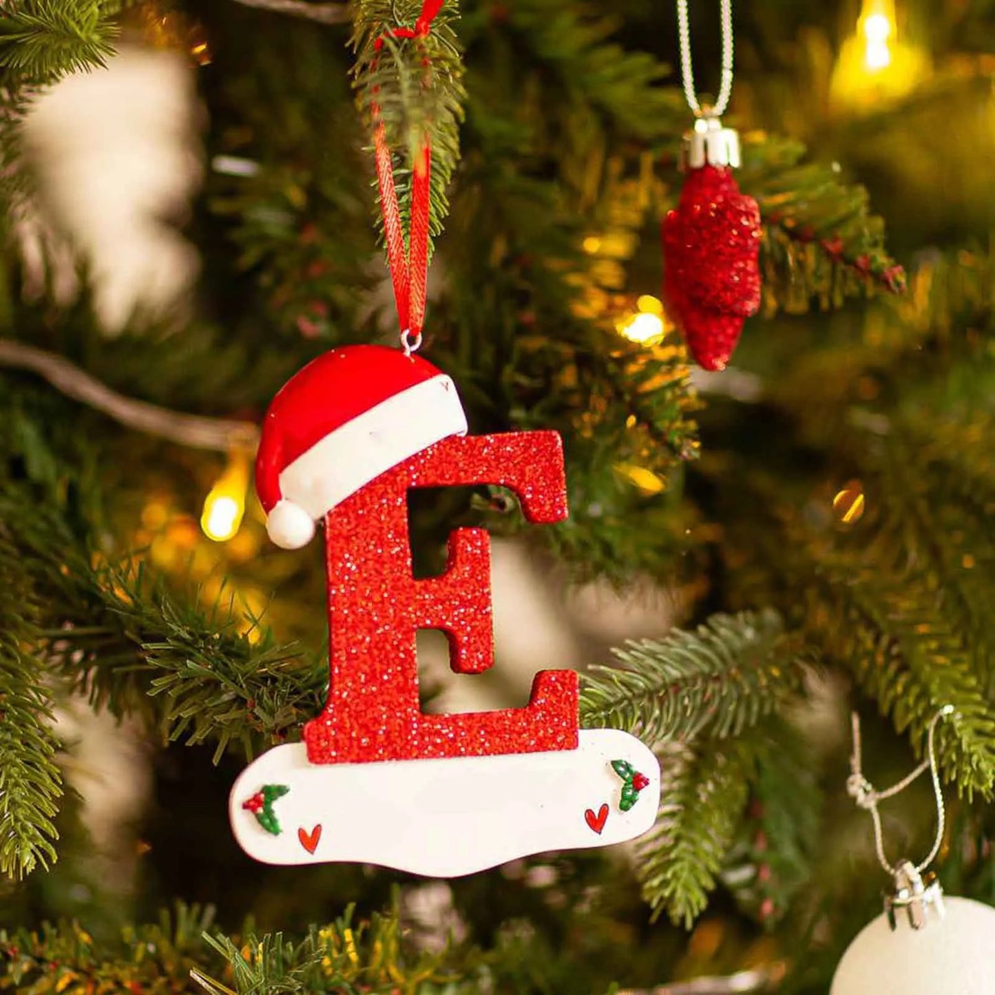 Acrylic Christmas Letter Pendant - DIY Holiday Tree Decoration 26 Letters Ornament - ZOOMNSTORE