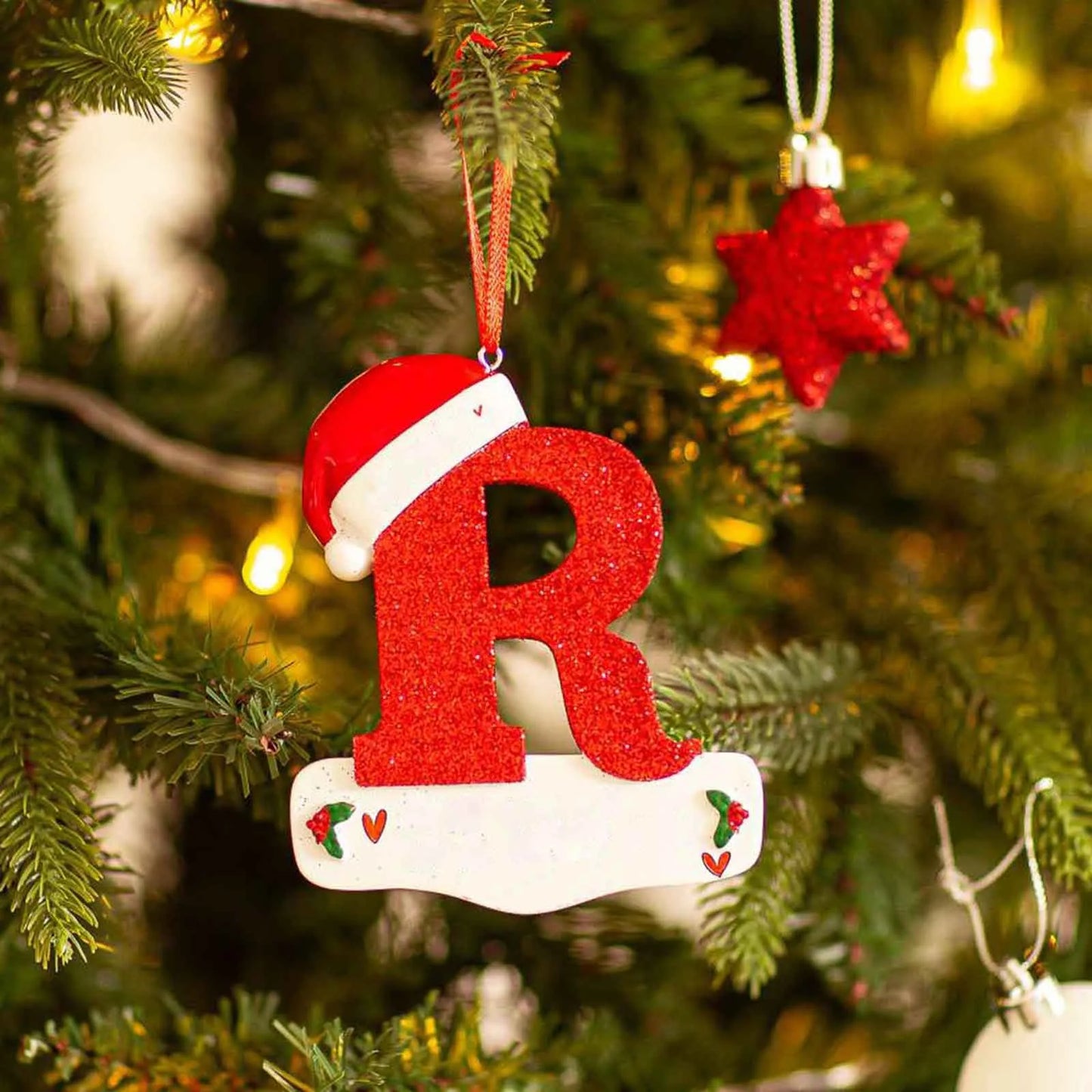 Acrylic Christmas Letter Pendant - DIY Holiday Tree Decoration 26 Letters Ornament - ZOOMNSTORE