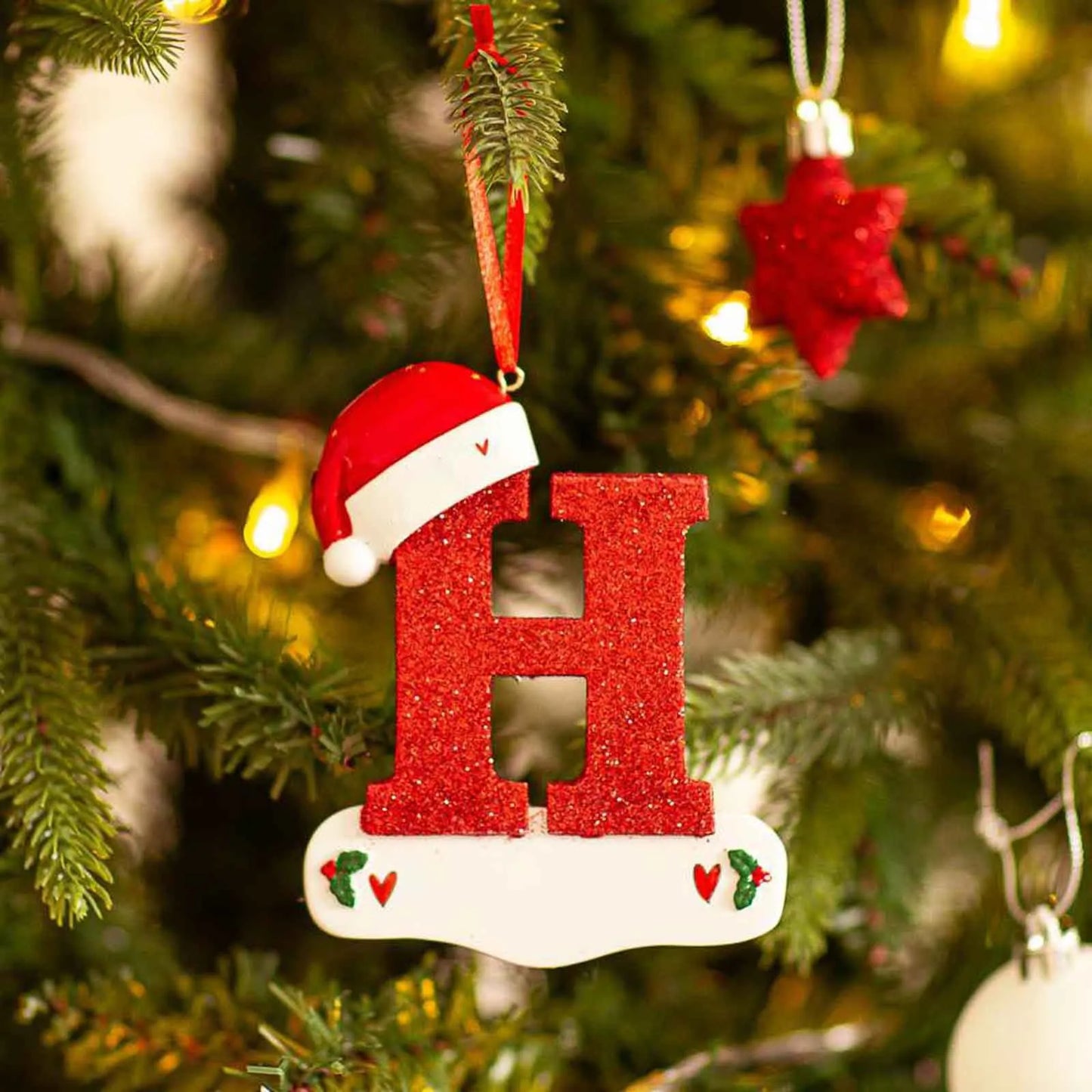 Acrylic Christmas Letter Pendant - DIY Holiday Tree Decoration 26 Letters Ornament - ZOOMNSTORE