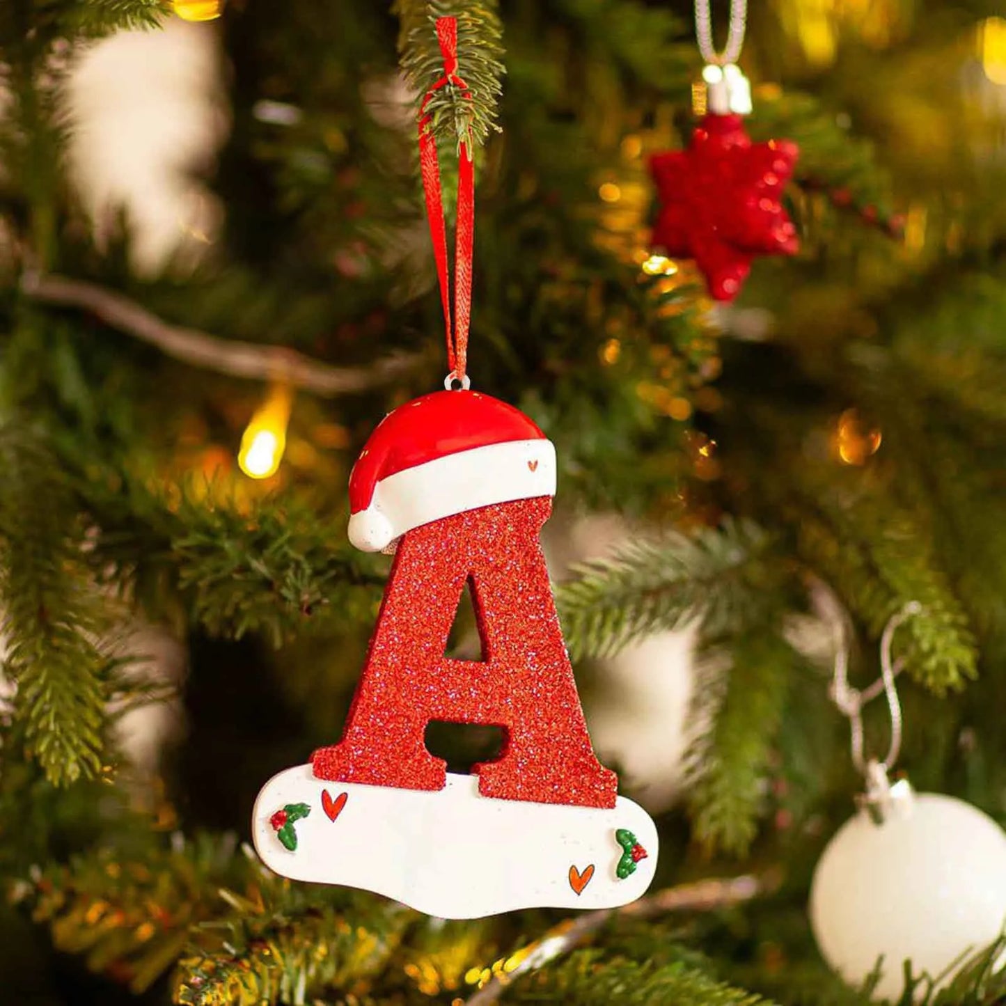 Acrylic Christmas Letter Pendant - DIY Holiday Tree Decoration 26 Letters Ornament - ZOOMNSTORE