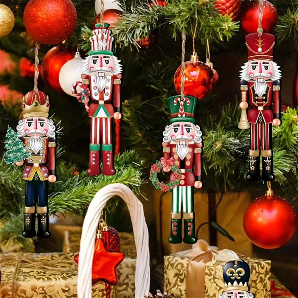 Christmas Nutcracker Soldier Ornaments - 12pcs Wooden Tree Hanging Decorations for 2024 Navidad and New Year Gift - ZOOMNSTORE