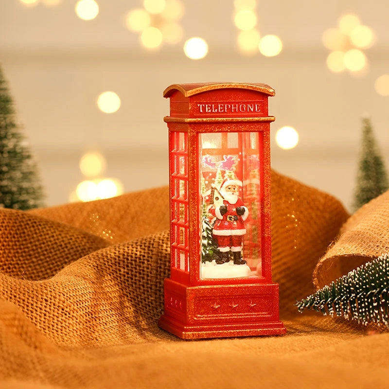 Christmas Phone Booth Lights – LED Holiday Lights with Santa Claus Ornament & Snowman Scene - ZOOMNSTORE