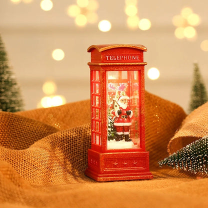 Christmas Phone Booth Lights – LED Holiday Lights with Santa Claus Ornament & Snowman Scene - ZOOMNSTORE