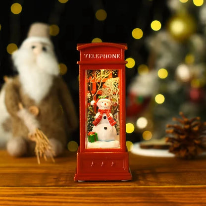 Christmas Phone Booth Lights – LED Holiday Lights with Santa Claus Ornament & Snowman Scene - ZOOMNSTORE