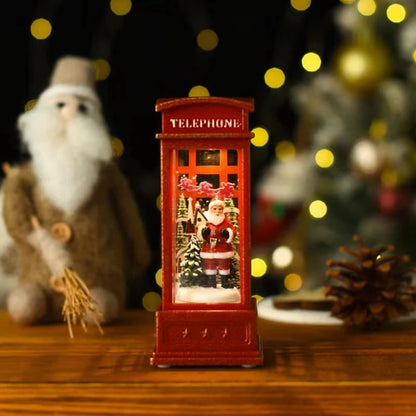 Christmas Phone Booth Lights – LED Holiday Lights with Santa Claus Ornament & Snowman Scene - ZOOMNSTORE