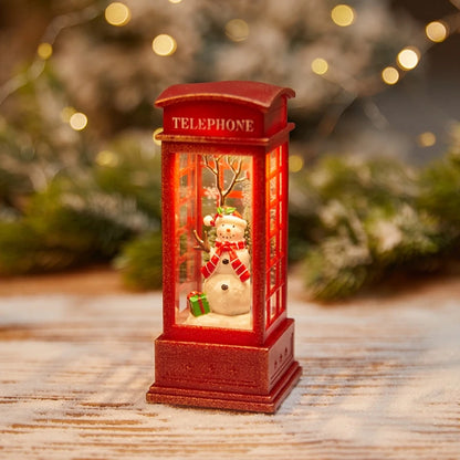 Christmas Phone Booth Lights – LED Holiday Lights with Santa Claus Ornament & Snowman Scene - ZOOMNSTORE