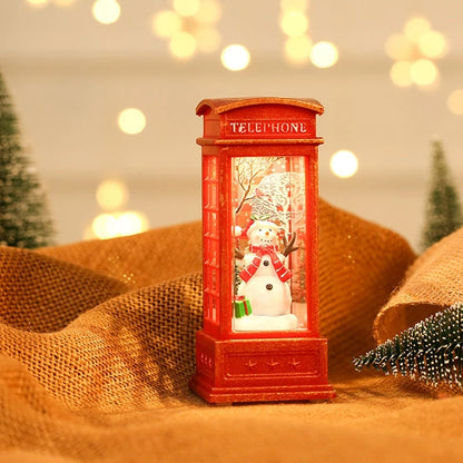 Christmas Phone Booth Lights – LED Holiday Lights with Santa Claus Ornament & Snowman Scene - ZOOMNSTORE