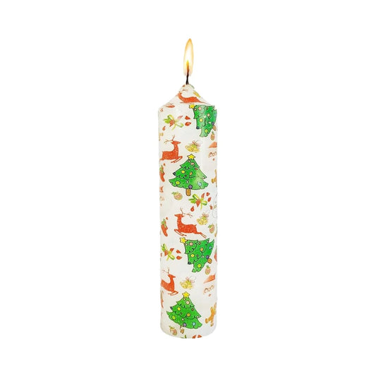 White 7-Inch Unscented Christmas Pillar Taper Candles - Handmade Holiday Decor for Weddings and Home - ZOOMNSTORE