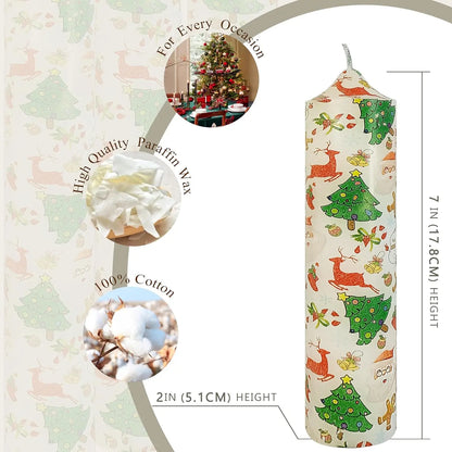 White 7-Inch Unscented Christmas Pillar Taper Candles - Handmade Holiday Decor for Weddings and Home - ZOOMNSTORE