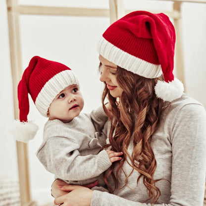 Christmas Pom Pom Beanie Hat - Soft Knitted Santa Hat for Adults  Kids Holiday Gift  Decoration 2023 - ZOOMNSTORE
