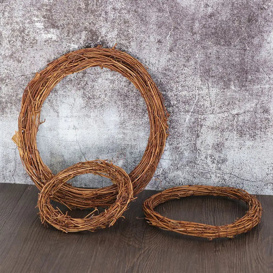 Christmas Rattan Wreath - Small Handmade Holiday Wicker Vine Ring, Rustic Decor - ZOOMNSTORE