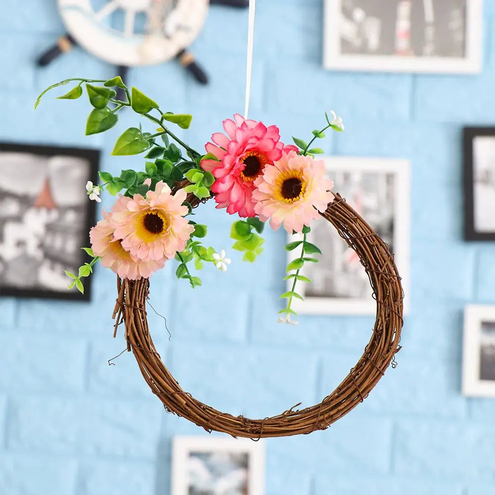 Christmas Rattan Wreath - Small Handmade Holiday Wicker Vine Ring, Rustic Decor - ZOOMNSTORE