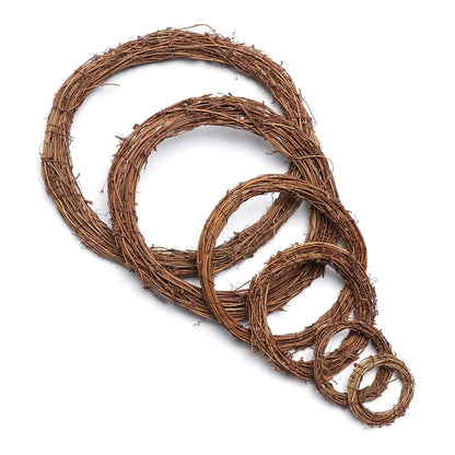 Christmas Rattan Wreath - Small Handmade Holiday Wicker Vine Ring, Rustic Decor - ZOOMNSTORE