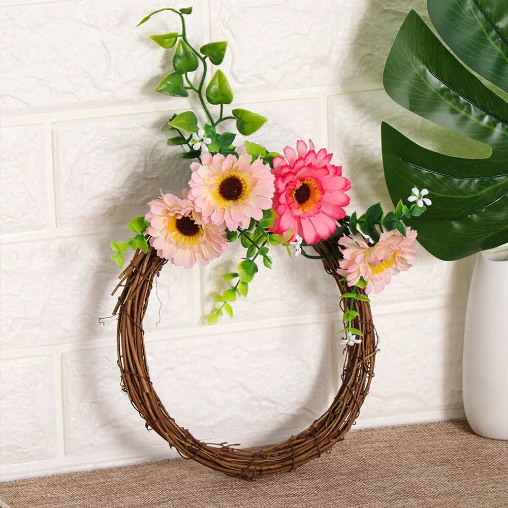 Christmas Rattan Wreath - Small Handmade Holiday Wicker Vine Ring, Rustic Decor - ZOOMNSTORE
