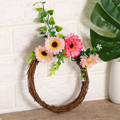 Christmas Rattan Wreath - Small Handmade Holiday Wicker Vine Ring, Rustic Decor - ZOOMNSTORE