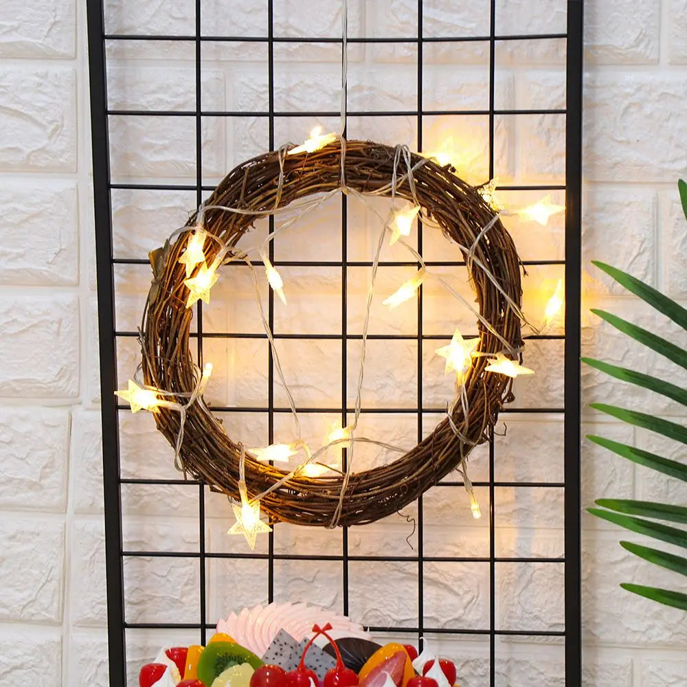 Christmas Rattan Wreath - Small Handmade Holiday Wicker Vine Ring, Rustic Decor - ZOOMNSTORE