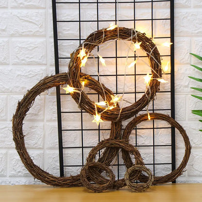 Christmas Rattan Wreath - Small Handmade Holiday Wicker Vine Ring, Rustic Decor - ZOOMNSTORE