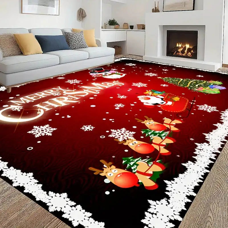 Christmas Snowman Rug - Red Kitchen Carpet  Door Mat Home Decor - ZOOMNSTORE