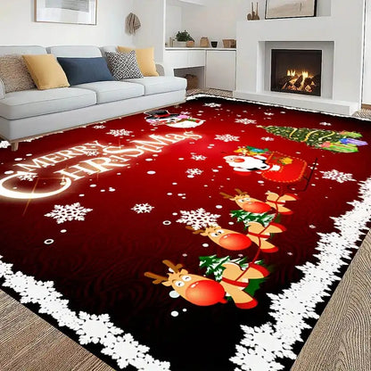 Christmas Snowman Rug - Red Kitchen Carpet  Door Mat Home Decor - ZOOMNSTORE
