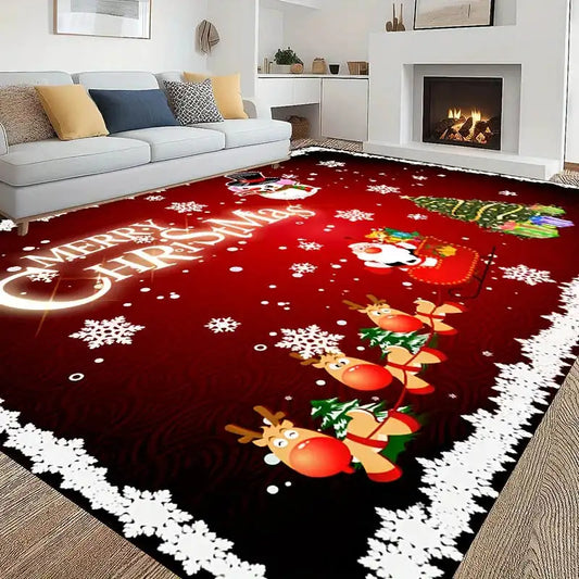 Christmas Snowman Rug - Red Kitchen Carpet  Door Mat Home Decor - ZOOMNSTORE