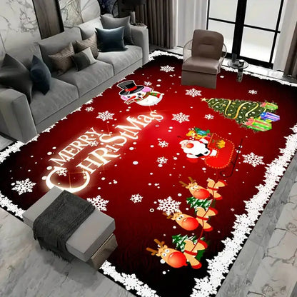 Christmas Snowman Rug - Red Kitchen Carpet  Door Mat Home Decor - ZOOMNSTORE