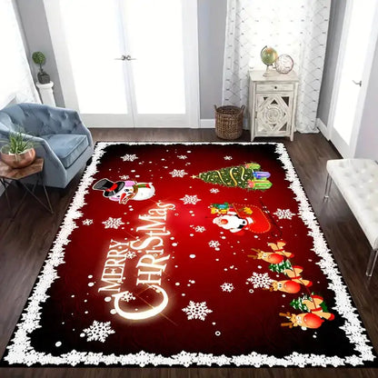 Christmas Snowman Rug - Red Kitchen Carpet  Door Mat Home Decor - ZOOMNSTORE