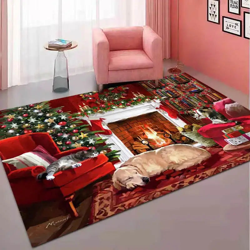 Christmas Snowman Rug - Red Kitchen Carpet  Door Mat Home Decor - ZOOMNSTORE