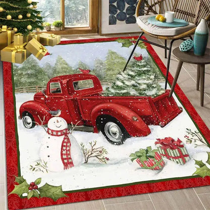 Christmas Snowman Rug - Red Kitchen Carpet  Door Mat Home Decor - ZOOMNSTORE