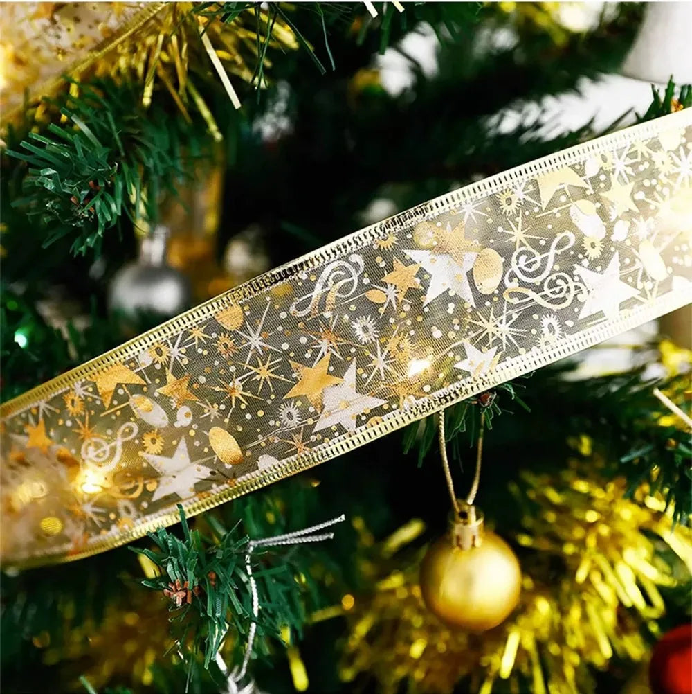 Christmas Ribbon Lights – DIY Christmas Bows & Fairy String Lights for Holiday Tree Ornaments - ZOOMNSTORE