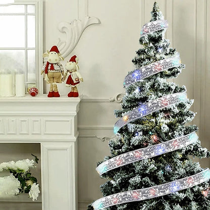 Christmas Ribbon Lights – DIY Christmas Bows & Fairy String Lights for Holiday Tree Ornaments - ZOOMNSTORE