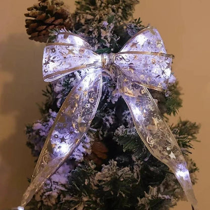 Christmas Ribbon Lights – DIY Christmas Bows & Fairy String Lights for Holiday Tree Ornaments - ZOOMNSTORE
