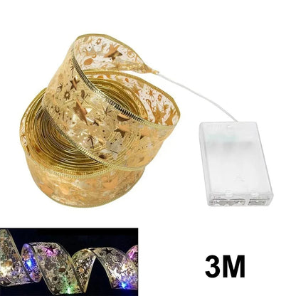 Christmas Ribbon Lights – DIY Christmas Bows & Fairy String Lights for Holiday Tree Ornaments - ZOOMNSTORE