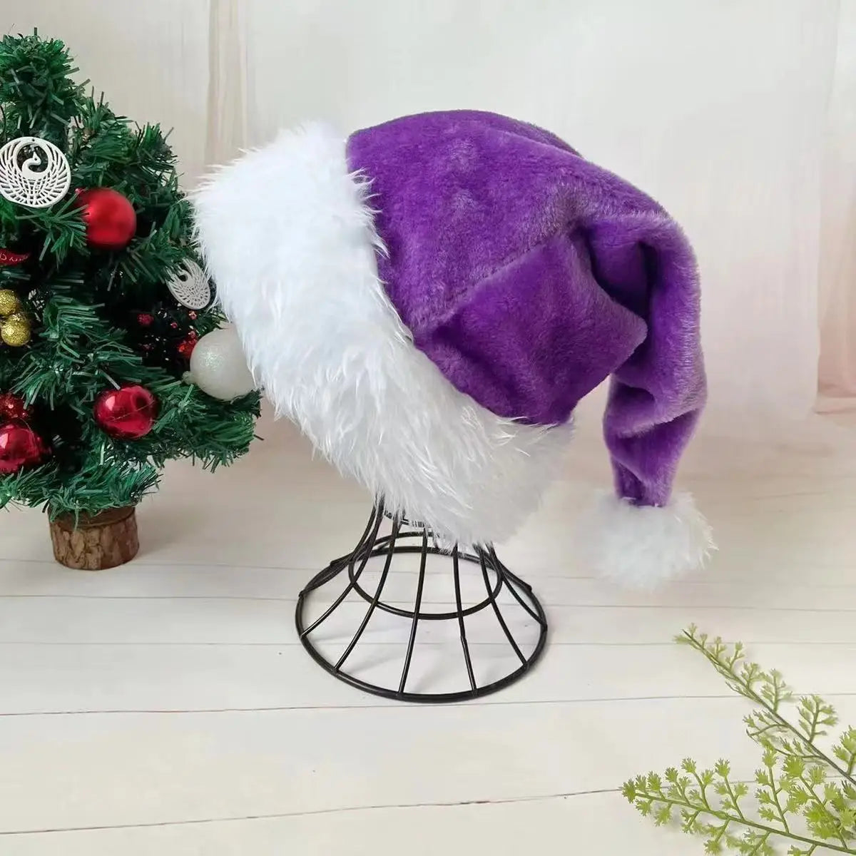 Pink Plush Santa Hat - Unisex Holiday Party Accessory for Adults  Kids - ZOOMNSTORE