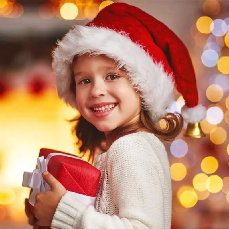 Christmas Santa Hat - Plush Holiday Hat for Adults  Kids - ZOOMNSTORE