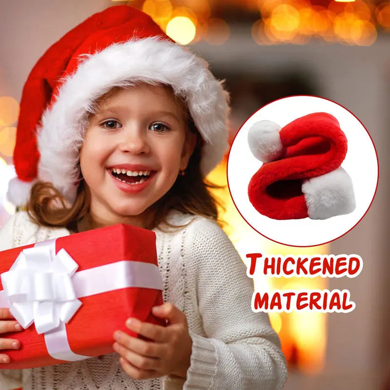 Christmas Santa Hat - Plush Holiday Hat for Adults  Kids - ZOOMNSTORE