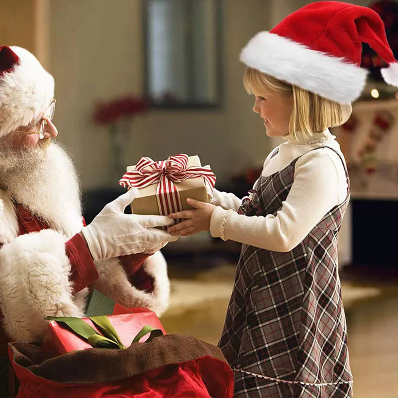 Christmas Santa Hat - Plush Holiday Hat for Adults  Kids - ZOOMNSTORE
