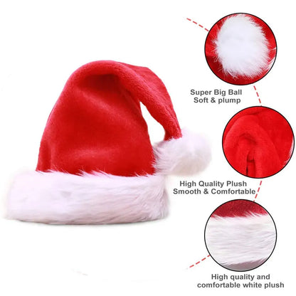 Christmas Santa Hat - Plush Holiday Hat for Adults  Kids - ZOOMNSTORE
