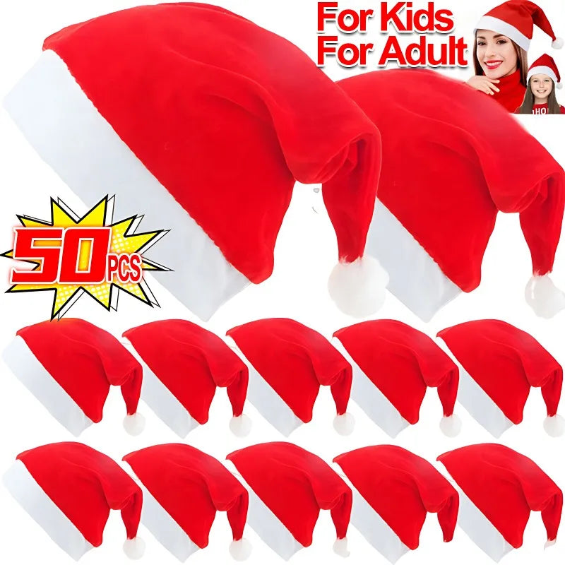 Christmas Santa Hats - Non-woven Fabric Holiday Party Decor for Adults  Kids - ZOOMNSTORE