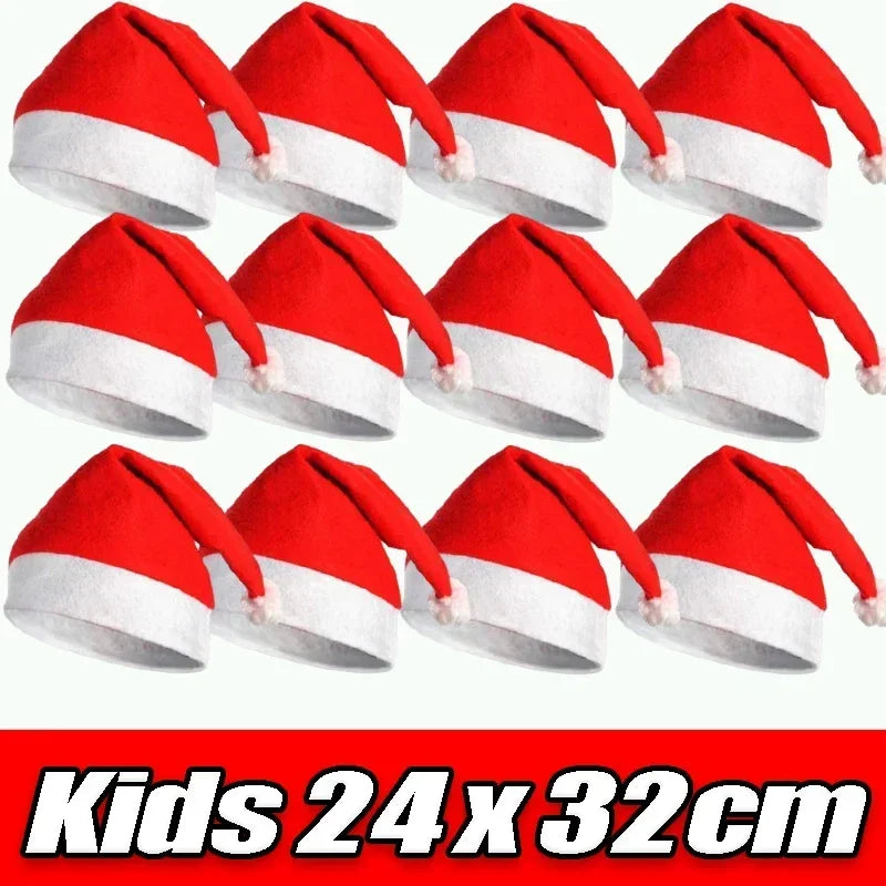 Christmas Santa Hats - Non-woven Fabric Holiday Party Decor for Adults  Kids - ZOOMNSTORE