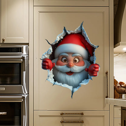 Christmas Santa Wall Sticker - Waterproof PVC Decal for Door & Window Decor - ZOOMNSTORE
