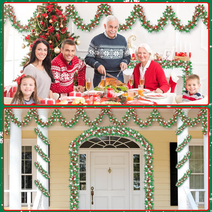 Christmas Tinsel Garland 2M Metallic Twist Snowflake Garland for Xmas Tree Decoration - ZOOMNSTORE