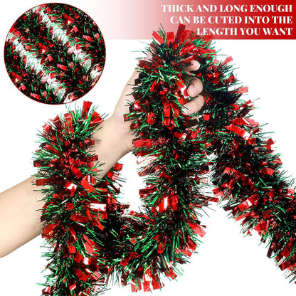 Christmas Tinsel Garland 2M Metallic Twist Snowflake Garland for Xmas Tree Decoration - ZOOMNSTORE