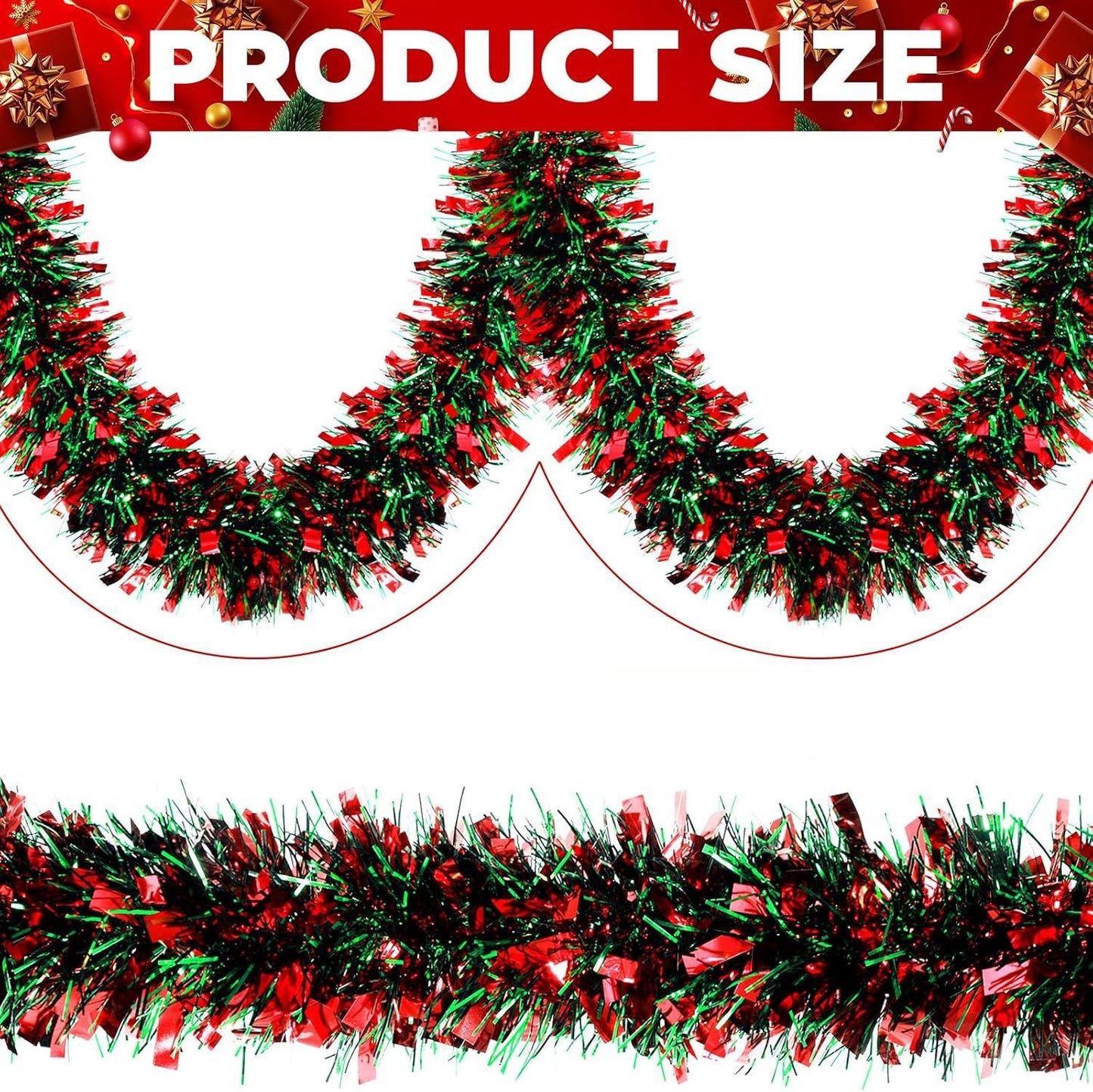 Christmas Tinsel Garland 2M Metallic Twist Snowflake Garland for Xmas Tree Decoration - ZOOMNSTORE