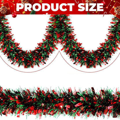 Christmas Tinsel Garland 2M Metallic Twist Snowflake Garland for Xmas Tree Decoration - ZOOMNSTORE