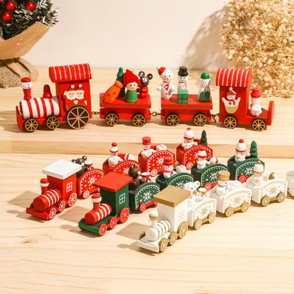 Christmas Train Decoration - Wooden & Plastic Holiday Train Ornament for Xmas Gifts - ZOOMNSTORE
