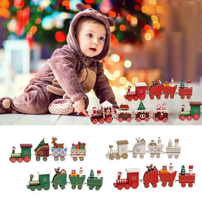 Christmas Train Decoration - Wooden & Plastic Holiday Train Ornament for Xmas Gifts - ZOOMNSTORE