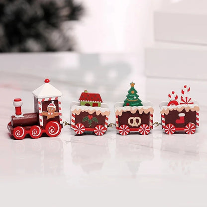 Christmas Train Decoration - Wooden & Plastic Holiday Train Ornament for Xmas Gifts - ZOOMNSTORE